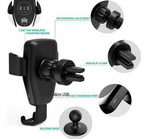 10W QI Wireless Fast Car Charger Mount Holder Stand Automatic Clamping